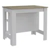 Homezia Modern White And Light Oak Kitchen Island