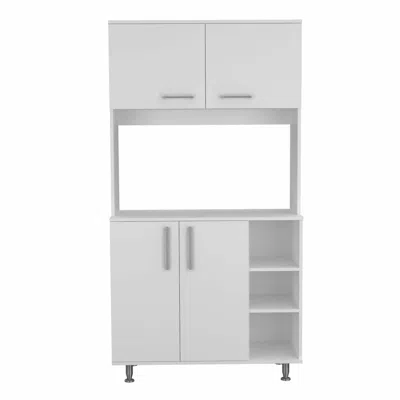 Homezia Modern White Kitchen Cabinet With Two Storage Shelves
