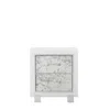 Homezia Modern White Nightstand With 2 Faux Marble Detailed Front Drawer.