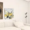 Homezia Modern Yellow And Black Flower Unframed Print Wall Art