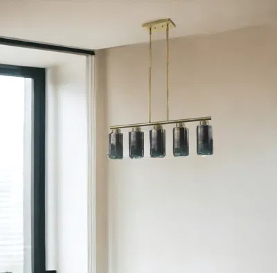 Homezia Monet 5-light Brass Pendant In Brown