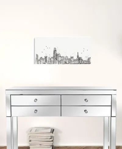 Homezia Monochrome City Skyline Sketch Unframed Print Wall Art