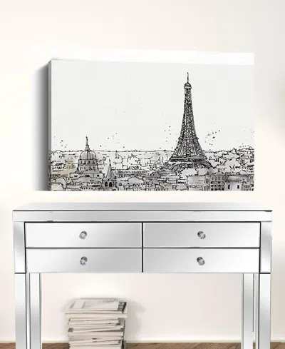 Homezia Monochrome Paris Rooftops Sketch Unframed Print Wall Art