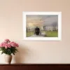 Homezia Morning Exercise 2 White Framed Print Wall Art