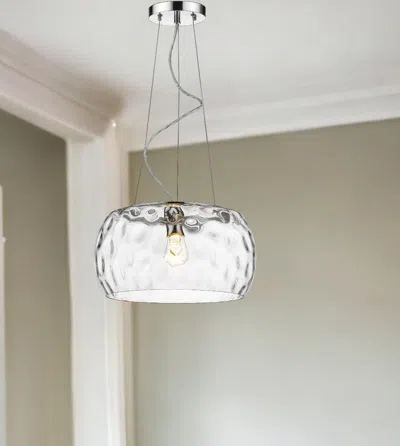 Homezia Mystere 1-light Polished Chrome Pendant With Dimpled Glass Shade In Multi