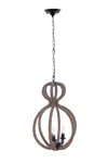 Homezia Natural And Black Iron And Rope Three Light Ceiling Light