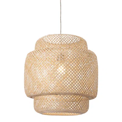 Homezia Natural Boho Weave Ceiling Lamp In Brown
