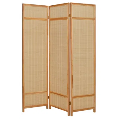 Homezia Natural Brown Bamboo Three Panel Room Divider Screen