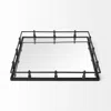Homezia Natural Finish Metal With Mirrored Glass Bottom And Railing Handle Tray In Multi