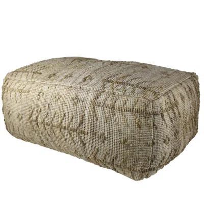 Homezia Natural Hemp Textured Rectangle Pouf