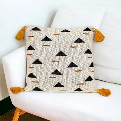 Homezia Natural Knitted Throw Pillow In Neutral