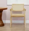 Homezia Natural Wood Open Back Dining Arm Chair