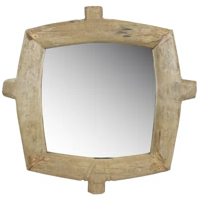 Homezia Natural Wooden Square Wall Mirror