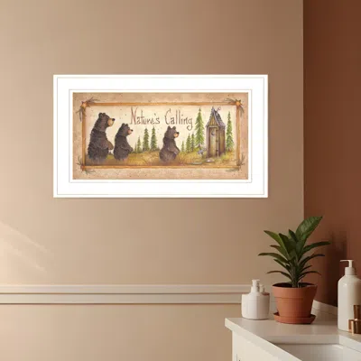 Homezia Natures Calling 2 White Framed Print Bathroom Wall Art