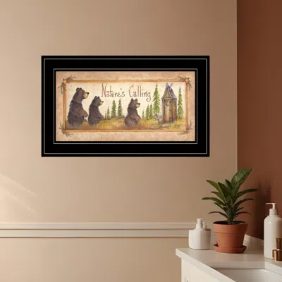 Homezia Natures Calling 3 Black Framed Print Bathroom Wall Art