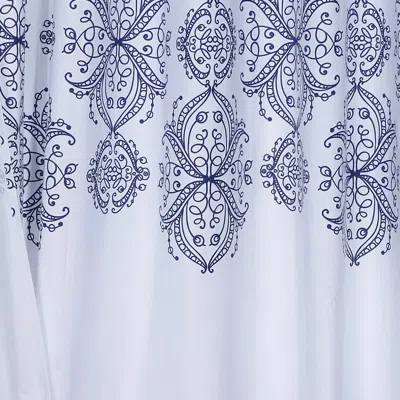 Homezia Navy And White Decorative Shower Curtain
