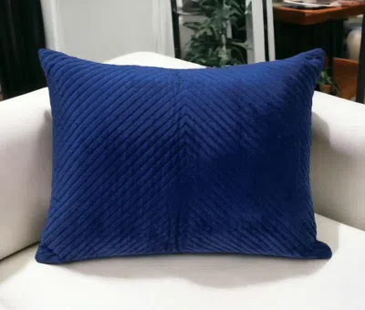 Homezia Navy Blue Lumbar Tufted Throw Pillow