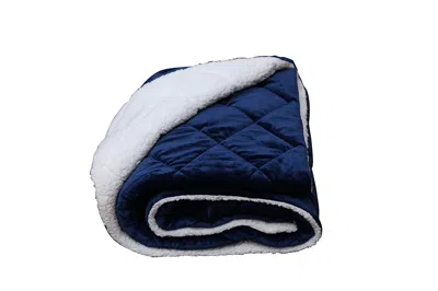 Homezia Navy Blue Microfiber Solid Color Plush Throw