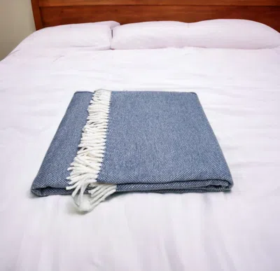Homezia Navy Blue Mini Dot Fringed Throw Blanket