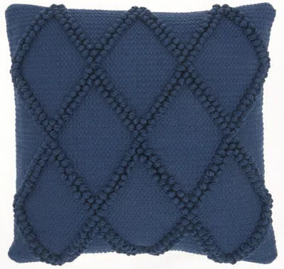 Homezia Navy Blue Textured Lattice Throw Pillow