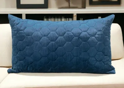 Homezia Navy Blue Tufted Velvet Quilted Lumbar Throw Pillow