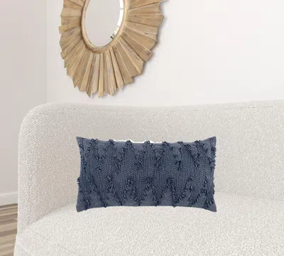 Homezia Navy Blue Twisted Chevron Pattern Throw Pillow