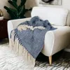 Homezia Navy Blue Woven 100% Cotton Throw Blanket