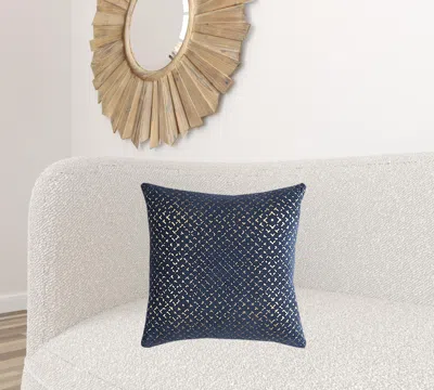 Homezia Navy Gold Cross Hatch Pattern Throw Pillow