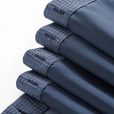Homezia Navy Modern Grid Shower Curtain And Liner Set
