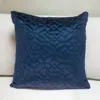 Homezia Navy Quilted Velvet Geo Decorative Throw Pillow