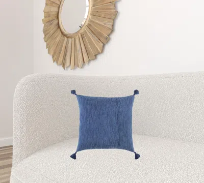 Homezia Navy Solid Tonal Abstract Stripe Throw Pillow