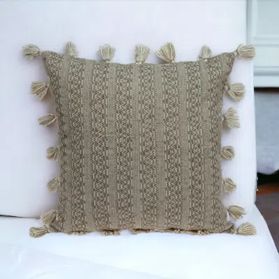 Homezia Neutral Sand Woven Throw Pillow