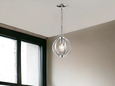Homezia Nevaeh 1-light Chrome Globe Pendant With Crystal Accents In Gray