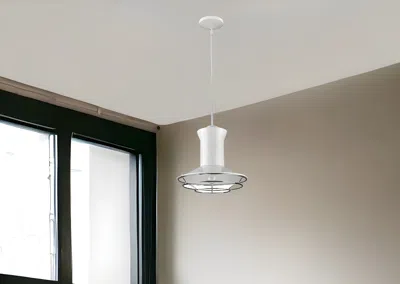 Homezia Newport 1-light White Pendant With Polished Nickel Louver