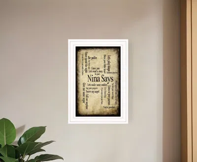 Homezia Nina Says 1 White Framed Print Wall Art