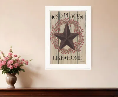 Homezia No Place Like Home Wreath 1 White Framed Print Wall Art In Neutral