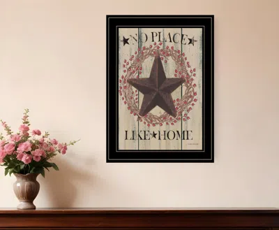 Homezia No Place Like Home Wreath 2 Black Framed Print Wall Art