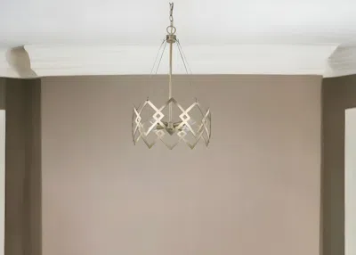 Homezia Nora 4-light Washed Gold Drum Pendant With Abstract Open-air Cage Shade In Black