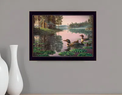 Homezia Northern Tranquility 1 Black Framed Print Wall Art In Gray