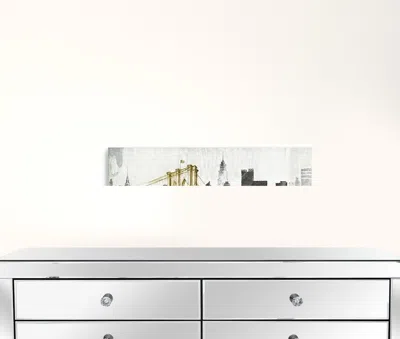 Homezia Nyc Golden Bridge Skyline Unframed Print Wall Art In Black