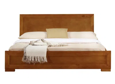Homezia Oak Wood Queen Platform Bed In Brown
