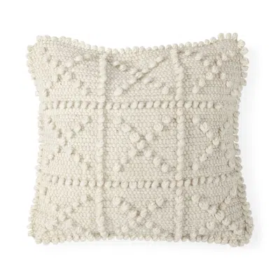 Homezia Off White Embossed Details Pillow Cover In Neutral
