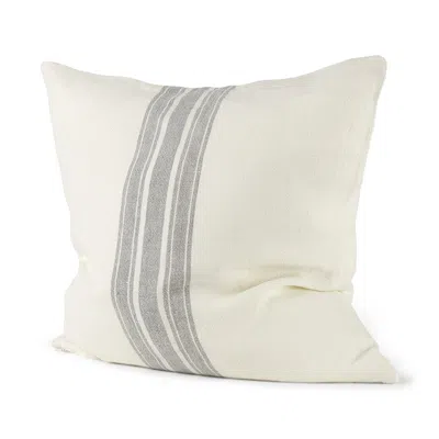 Homezia Off White Pillow Cover With Ash Gray Stripes
