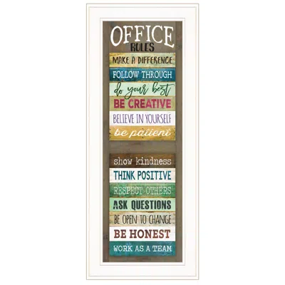HOMEZIA OFFICE RULES 7 WHITE FRAMED PRINT WALL ART
