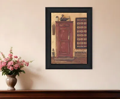 Homezia Old Red Pie Safe Black Framed Print Wall Art
