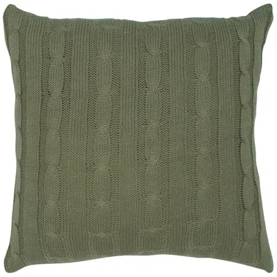 Homezia Olive Green Knit Sweater Stripe Down Throw Pillow