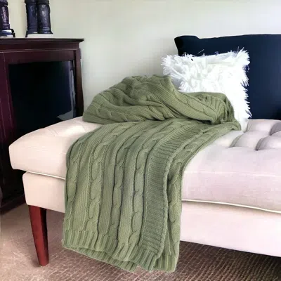 Homezia Olive Green Knitted 100% Cotton Throw Blanket