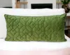 Homezia Olive Quilted Velvet Geo Lumbar Decorative Pillow