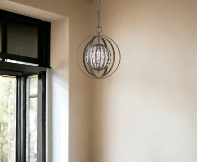 Homezia Olivia 1-light Oil-rubbed Bronze Crystal Globe Pendant In Black