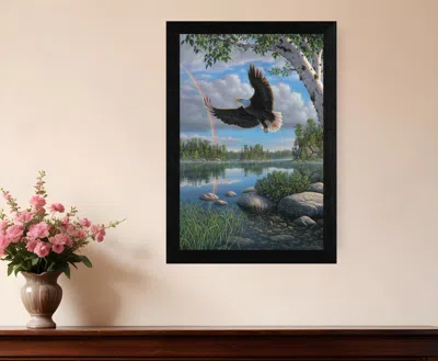 Homezia On Eagles Wings 1 Black Framed Print Wall Art In Multi